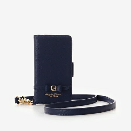 【期間限定　サマンサ　ミニバッグつき】サマンサタバサプチチョイス Samantha Thavasa Petit Choice モバイルケース iPhone7-8ケース リボンビジューベルト ネイビー