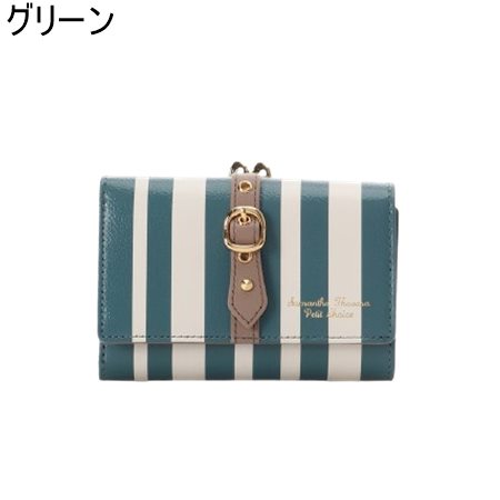 【無料ラッピング】 サマンサタバサプチチョイス Samantha Thavasa Petit Choice ストライプフロントベルト 口金折財布 ブランド 正規品 新品 ギフト プレゼント 人気 おすすめ 誕生日 記念日 クリスマス 送料無料