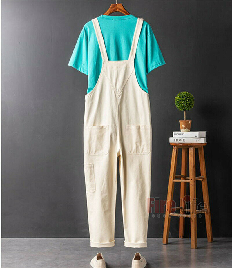 送料無料 つなぎ メンズ 作業着 サロペット オーバーオール サスペンダー ズボンロングパンツ カーゴパンツ カジュアル ベージュ ワークカーゴパンツ 大きいサイズあり 体重95kgまで 春夏秋 父の日