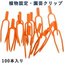 送料無料 園芸クリップ ランナーピン 植物固定クリップ 植物サポート 園芸用クリップ 園芸用具 誘引作業 農業用 ガーデニング つる植物 再利用可能 イチゴ 西瓜 DIY オレンジ 100本入り