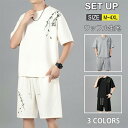 送料無料 ジャージ セットアップ メンズ 夏 ワッフル生地 半袖 Tシャツ ハーフパンツ 上下セット 竹柄 ビッグシルエット ゆったり スポーツウェア ランニング トレーニングウェア 部屋着 ルームウェア おしゃれ 大きいサイズ 父の日 プレゼント