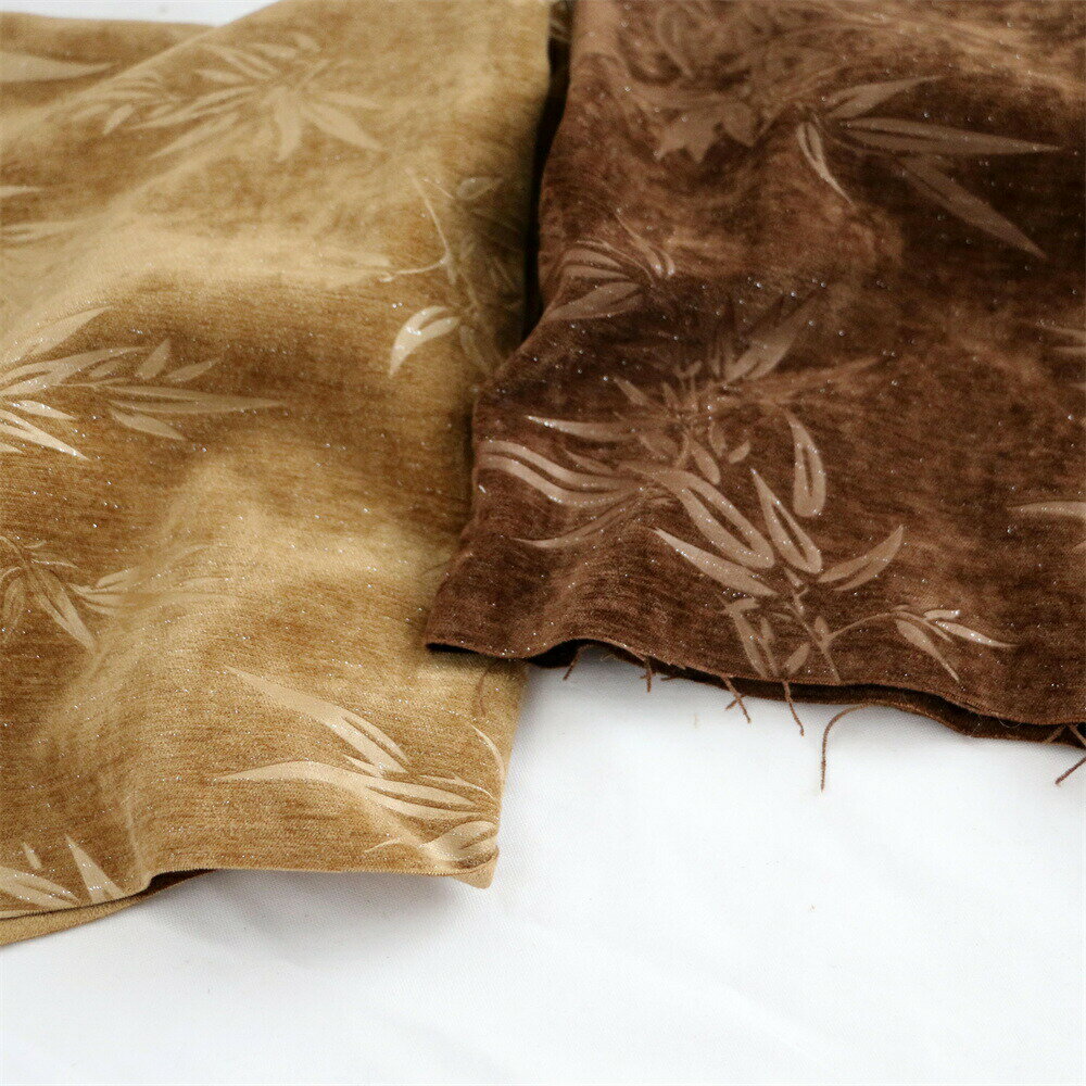 送料無料 130cm幅 90cm単位 生地 布 布地 色織り生地 きじ ぬの 手作り生地 裁縫 DIY用生地 起毛加工 スエード調 竹の葉型 ブラウン キャメル色