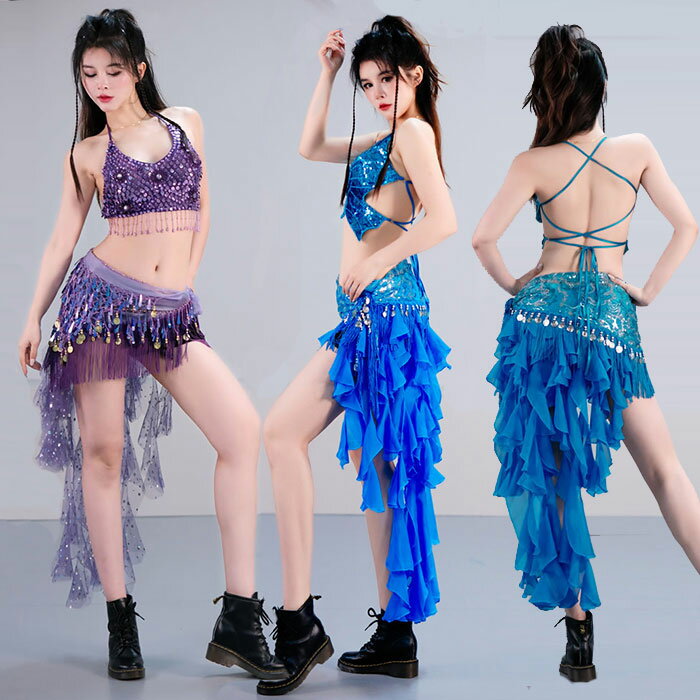 送料無料 スパンコール ダンス衣装 上下セット スパンコール 生地 キラキラ フリンジ ダンス衣装 スパンコール 衣装 コスチューム ラテン ダンスワンピース ...