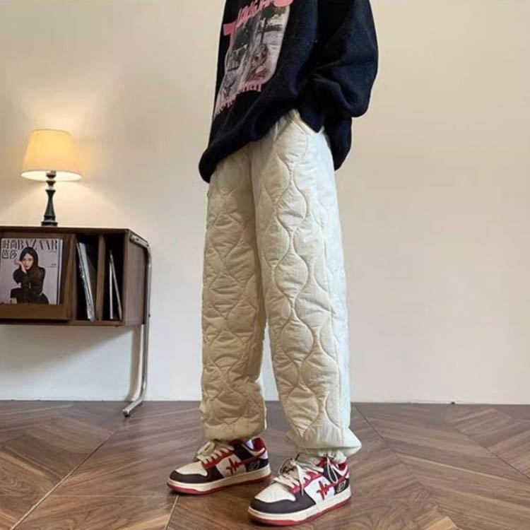 送料無料 キルティング 中綿入り メンズ カジュアル 冬 レディース キルティングパンツ ジョガーパンツ ワイドパンツ 軽量 防寒 保温 ストレート ワイド ゆったり 大きいサイズ 中綿パンツ おしゃれ 通勤 通学 暖パン