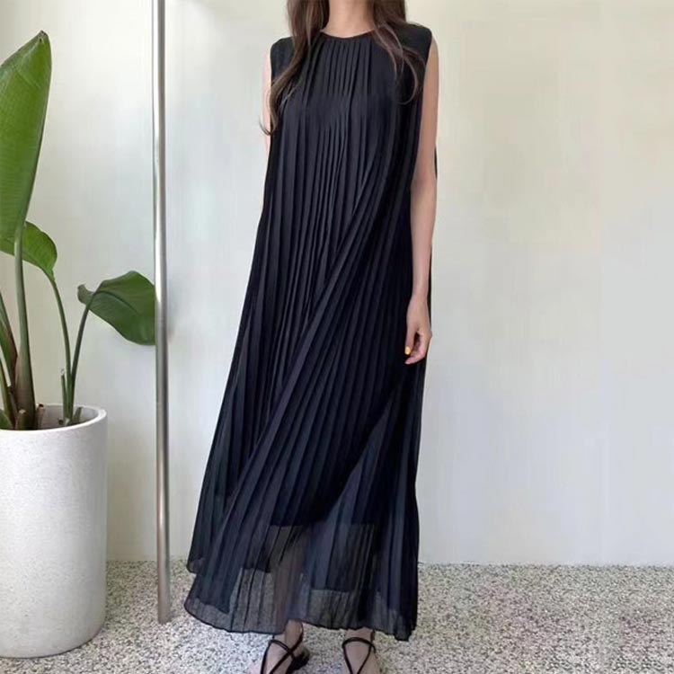 レディース マキシ丈ノースリーブワンピース ノースリーブベスト v ネック 花柄 ワンピース レディース 夏 2025 フレンチスタイル 絶景 海辺 ロング スカート