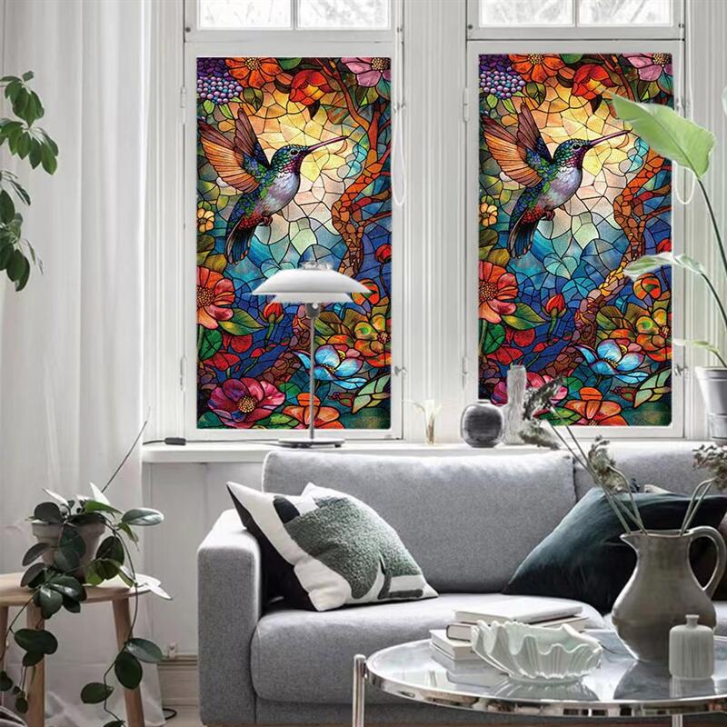 送料無料 窓用フィルム 窓ガラス 目隠しシート 45*100cm 装飾シート レトロアート 壁紙diy ガラス用 非..