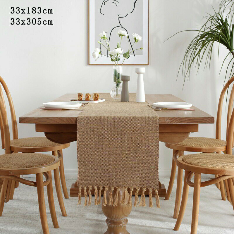 送料無料 リネン テーブルランナー テーブルクロス フリンジ 薄い 中央 撮影用背景布 飾り布 麻布 結婚..
