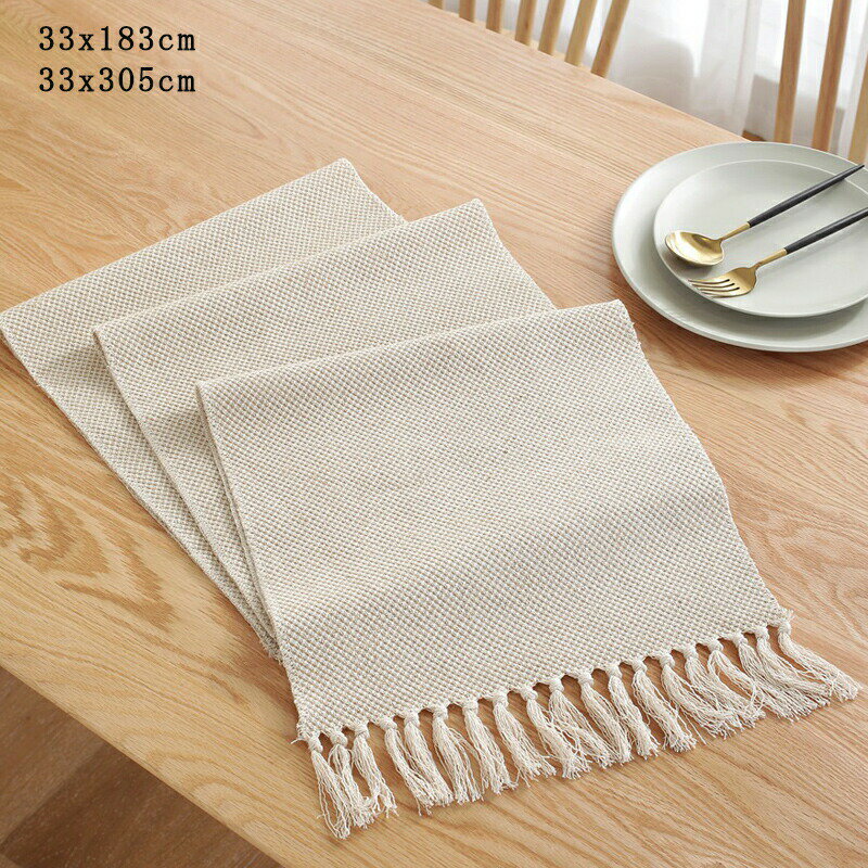 送料無料 リネン テーブルランナー テーブルクロス フリンジ 薄い 中央 撮影用背景布 飾り布 麻布 結婚..