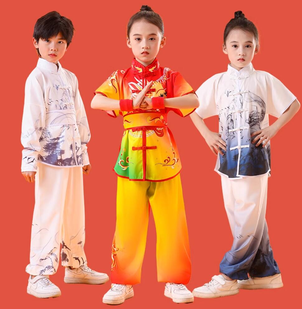 送料無料 中華武術服 子供服 子供太極拳専門服 龍柄 キッズ演出服 カンフー 武術 練功服 子ども 着心地いい 学園祭 文化祭 体育祭 イベント 撮影衣装 ゆっ...