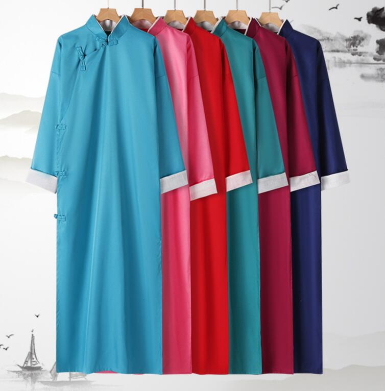 送料無料 チャイナ服 メンズ 漫才 漢服 中国伝統衣装 チャンパオ 舞台衣装 中華風 立ち衿 ハイスリット..