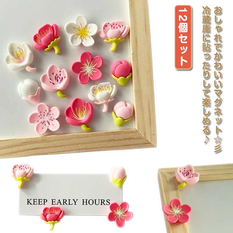 送料無料 ミニマグネット 12個セット 文具 花柄 冷蔵庫 12個セット 飾り オフィス 花 飾りマグネット ..