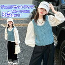 送料無料 子供服 女の子 セットアップ 3点セット ブラウス ベスト ズボン 春秋冬 ジュニア 重ね着 上下セット キッズ カジュアル プレゼント ガールズ アウター お出かけ 韓国風 イベント 普段着 通学 七五三 お誕生日 パーティー120/130/140/150/160/170cm