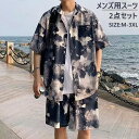 送料無料 2点セット 上下セット 冷感 メンズ 半袖シャツ ハーフパンツ セットアップ 夏 花柄 きれいめ 薄手 メンズファッション 大きいサイズ ハワイ 旅行 普段着 メンズ 夏服 和式パーカー カジュアル 作業服 カッコイイ
