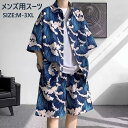 送料無料 2点セット 上下セット 和風 メンズ 半袖シャツ ハーフパンツ セットアップ 夏 花柄 きれいめ 薄手 メンズファッション 大きいサイズ ハワイ 旅行 普段着 メンズ 夏服 和式パーカー カジュアル 作業服 カッコイイ