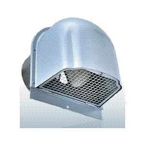 西邦工業【CFNC150S】深型フード・金網型3メッシュ・下部開閉タイプ・逆風防止ダンパー付外壁用ステンレス製換気口〔HF〕
