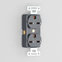 Яアメリカン電機 【7120GD】黒色 複式埋込コンセント 平刃形 15A 接地形2P 250V (NEMA 6-15)