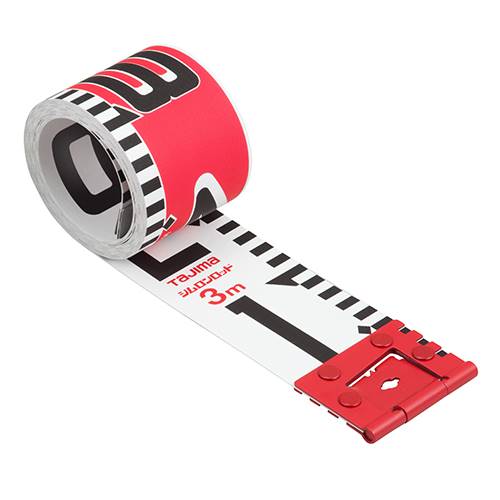 ∀タジマ/TAJIMA 【SYR-03P】シムロンロッド 3m 両面20cmアカシロ 建築・土木・記録写真用テープロッド (4975364041418)