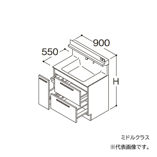 在庫状況：受注生産品(詳しくはお問い合わせください) ※こちらの商品はメーカー直送品となります。※こちらの商品は代引きでのお取り扱いはできません。ご入金確認後のお手配です。 ●画像は代表型番のイメージになります。型番通りの手配になりますので（色・形等）確認の上ご注文下さい。 扉カラー：ミドルクラス 水栓金具：F3 タッチレスお掃除ラクラク水栓（自動吐水） ドア枠回避：左側回避+体重計収納あり ●洗面ボウル一体カウンター 実容量：12L 人工大理石製（不飽和ポリエステル系樹脂） カラー：ホワイト ●止水栓 ※止水栓は付属していませんので、別売品をご購入ください。 ●排水栓 ヘアキャッチャー付き ワンプッシュ排水栓 ●排水トラップ 水抜き付ハード管 防臭栓付き 床排水用 ※壁排水の場合は、別途、壁排水管LO95をお手配ください。 ●キャビネット 底板点検口付き（旧品番 LDSFB090BDABS1）