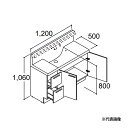 ###INAX/LIXIL 【RBH-1205JFY-AM】ミドルグレード クレヴィ 化粧台本体 引出タイプ 即湯タッチレス水栓 間口1200mm 一般地 受注...