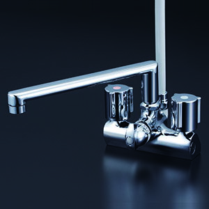 KVK 水栓金具【KF206ZGN】デッキ型一時止水付2ハンドルシャワー 取付ピッチ120mm 寒冷地用〔HB〕