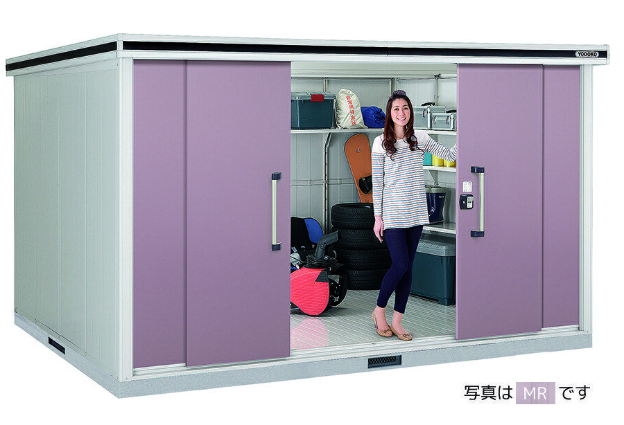 ●u.ヨド物置/ヨドコウ【LMDS-3629 SM】スミ エルモ 中・大型物置 積雪型 引き分け戸 標準高タイプ 受注約2週(4)