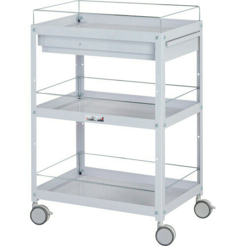 ####u.ヤマキン/山金工業【WCFCS-3-P】コンビニワゴン 双輪キャスター コボレ止め付 キャビネット付 3段 W600mm×D400mm 組立式