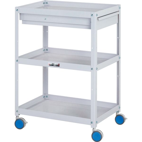 ●u.ヤマキン/山金工業【CWCC-3-BL】色彩ワゴン キャビネット付 3段 W600mm×D400mmサイズ スカイブルー 組立式