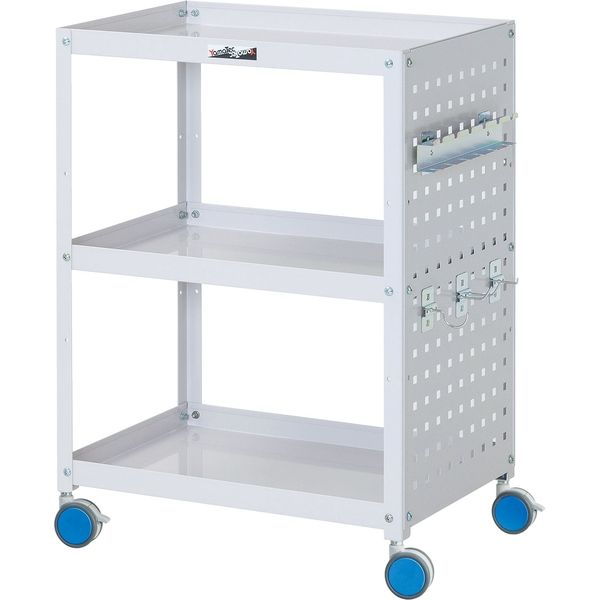 ●u.ヤマキン/山金工業【CWCP-3-BL】色彩ワゴン パンチングパネル付 3段 W600mm×D400mmサイズ スカイブルー 組立式