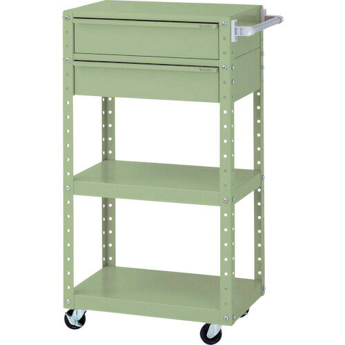 ●u.ヤマキン/山金工業【W6CSH-M2-G】スペシャルワゴン 移動式 W600×D400×H1200 グリーン 組立式