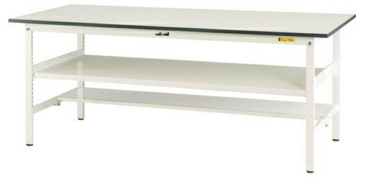 ####u.ヤマキン/山金工業【SUP-1845TF-WW】ワークテーブル 150シリーズ 固定式 中間棚 H740mm 半面棚板付 組立式