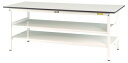 ####u.ヤマキン/山金工業【SUP-1560TTF-WW】ワークテーブル 150シリーズ 固定式 中間棚 H740mm 全面棚板付 組立式
