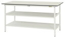 ####u.ヤマキン/山金工業【SUPH-1260TTF-WW】ワークテーブル 150シリーズ 固定式 中間棚 H950mm 全面棚板付 組立式