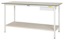 ####u.ヤマキン/山金工業【SUPH-1560UTT-WW】ワークテーブル 150シリーズ 固定式 キャビネット付 H950mm 全面棚板付 組立式