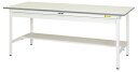 ####u.ヤマキン/山金工業【SUP-1260WT-WW】ワークテーブル 150シリーズ 固定式 ワイド引出し付 H740mm 半面棚板付 組立式(3)