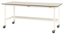 ####u.ヤマキン/山金工業【SUPC-1575T-WW】ワークテーブル 150シリーズ 移動式 H825mm 半面棚板付 組立式(3)