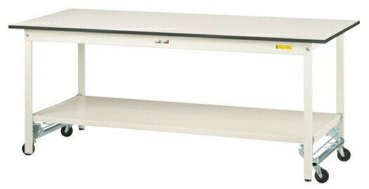 ●u.ヤマキン/山金工業【SUPU-1260TT-WW】ワークテーブル 150シリーズ ワンタッチ移動タイプ H740mm 全面棚板付 組立式