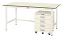####u.ヤマキン/山金工業【SUP-1575-WW+UCW-4】ワークテーブル 150シリーズ 固定式 キャビネットワゴン付 組み合わせ事例 組立式