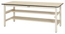 ####u.ヤマキン/山金工業【SWR-1260TS1-II】ワークテーブル 300シリーズ 固定式 中間棚 H740mm 塩ビシート天板 アイボリー 組立式