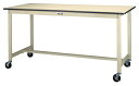 ####u.ヤマキン/山金工業【SWRHC-1260-II】ワークテーブル 300シリーズ 移動式 H900mm 塩ビシート天板 アイボリー 組立式(3)