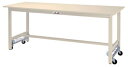 ####u.ヤマキン/山金工業【SWSU-1260-II】ワークテーブル 300シリーズ ワンタッチ移動タイプ H740mm スチール天板 アイボリー 組立式(3)