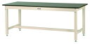 ####u.ヤマキン/山金工業【SVR-1590-GI】ワークテーブル 800シリーズ 固定式 H740mm 塩ビシート天板(グリーン) アイボリー 組立式