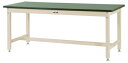 ####u.ヤマキン/山金工業【SZRV-1575-GI】ワークテーブル バイス専用タイプ 固定式 H740mm 塩ビシート天板(グリーン) アイボリー 組立式 受注生産