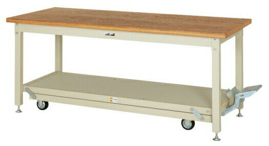 ####u.ヤマキン/山金工業【SXNP-1275-NI】ワークテーブル ペダル移動タイプ 固定時3000kgタイプ H762mm ニス仕上積層天板 組立式