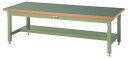 ####u.ヤマキン/山金工業【SSRL-1890T-GG】ワークテーブル スーパータイプ 固定式 H600mm 塩ビシート天板 グリーン 組立式(3)