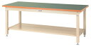 ####u.ヤマキン/山金工業【SSR-1890TT-GI】ワークテーブル スーパータイプ 固定式 H740mm 塩ビシート天板(グリーン) アイボリー 組立式(3)