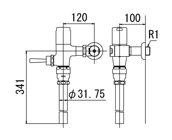 ###INAX/LIXIL 【CF-7110T-C】フラッシュバルブ 低圧用 壁給水形 中水 受注約4週〔IE〕