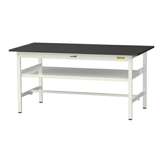 ####u.ヤマキン/山金工業 【SLK-1575F-BKW】ワークテーブル LABシリーズ(固定式 中間棚板付) H740mm 基本形 ケミテクト天板(ブラック) 組立式