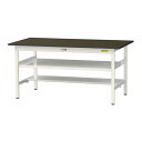####u.ヤマキン/山金工業 【SLM-1575TF-BRW】ワークテーブル LABシリーズ(固定式 中間棚板付) H740mm 半面棚板付 指紋レスメラミン天板(ブラウン) 組立式(3)