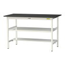 ####u.ヤマキン/山金工業 【SLKH-1575TF-BKW】ワークテーブル LABシリーズ(固定式 中間棚板付) H950mm 半面棚板付 ケミテクト天板(ブラック) 組立式(3)