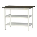 ####u.ヤマキン/山金工業 【SLMH-1275TTF-BRW】ワークテーブル LABシリーズ(固定式 中間棚板付) H950mm 全面棚板付 指紋レスメラミン天板(ブラウン) 組立式(3)